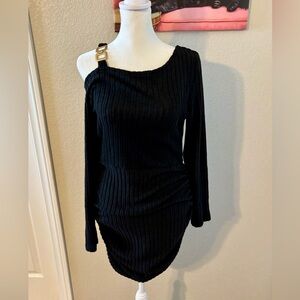 One Shoulder Sexy Black Dress